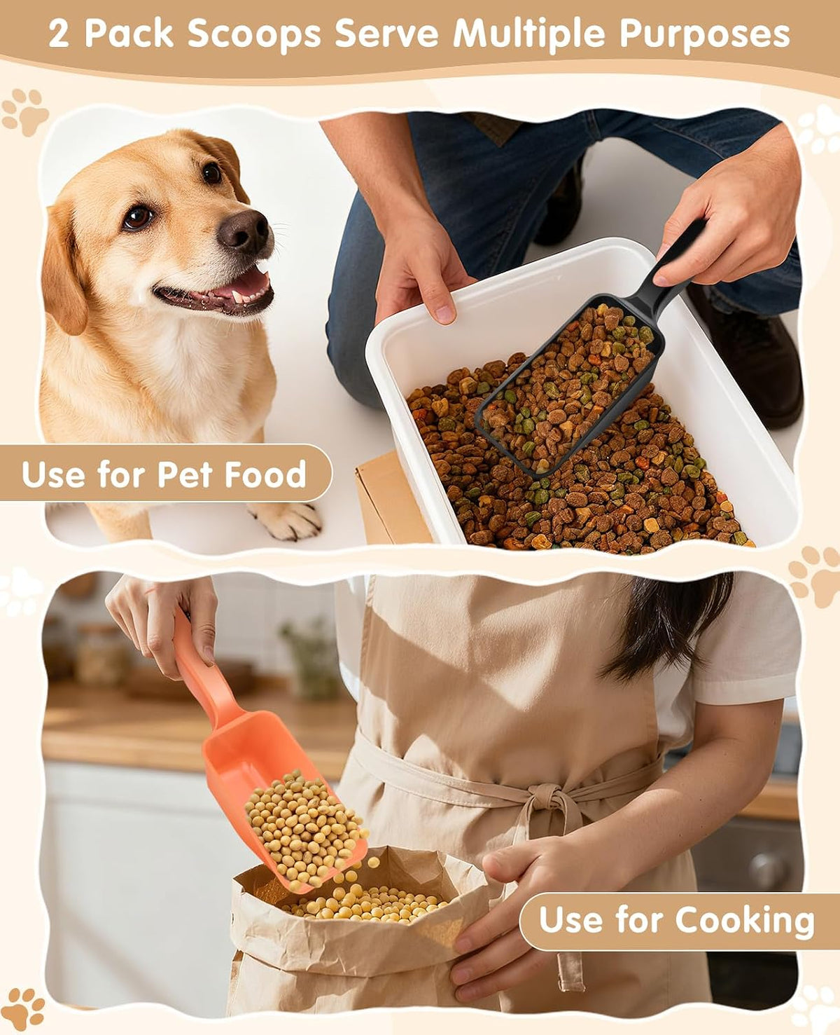 2-Pack Dog Food Scoop 1 Cup - Black and Orange - image 2