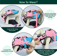 Kuoser Dog Life Jacket with Rescue Handle - X-large (Chest Girth:25.9-33.4'') / Pink & Aqua Blue - image 2