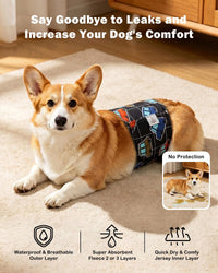 CuteBone Dog Belly Bands for Male Dogs Wraps Washable Doggie Diapers - Vintage Wheels / XL(21"-27") - image 2