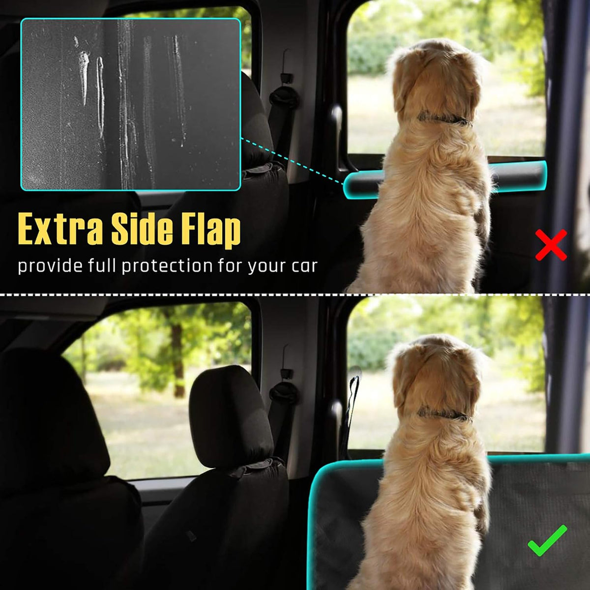 SUV Cargo Liner for Dogs, Trunk Cover with Bumper Flap Protector - Black with Pockets / Large / Full-Size Series - image 2
