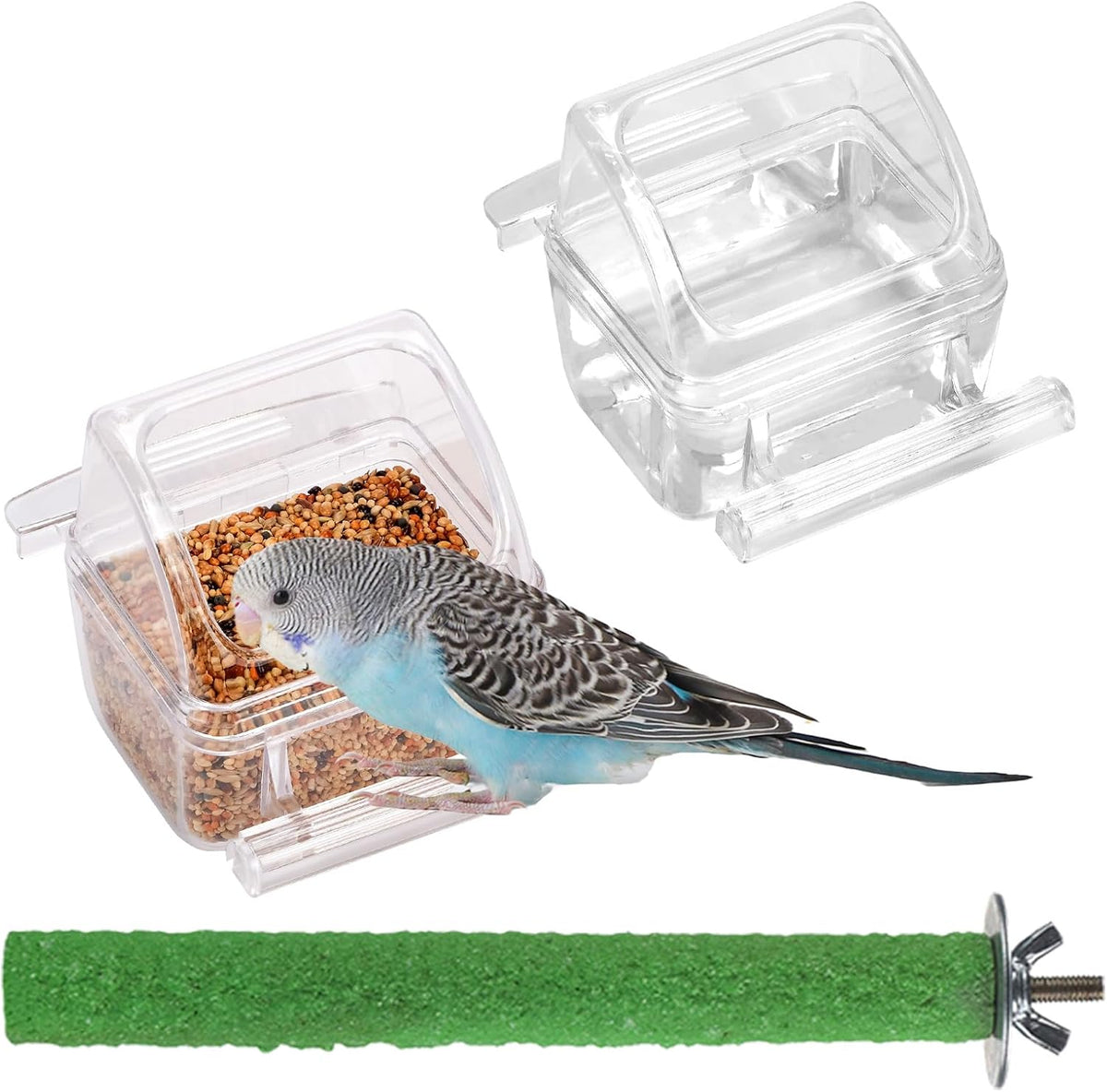 IBWell 2 Pack Clear Water Bowl and Food Container - clear