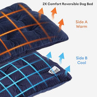 FUNNY FUZZY 42x28 Washable Dog Bed Crate Mat, 2 in1 Pet Pillow Sleeping Bed, Fluffy Deluxe Kennel Mattress for X-Large Dog and Cat,Charcoal Grey,XL,Midnight Blue