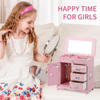 JIUYUAEZ pink princess castle jewelry box for girls with multi-grid storage - view 3