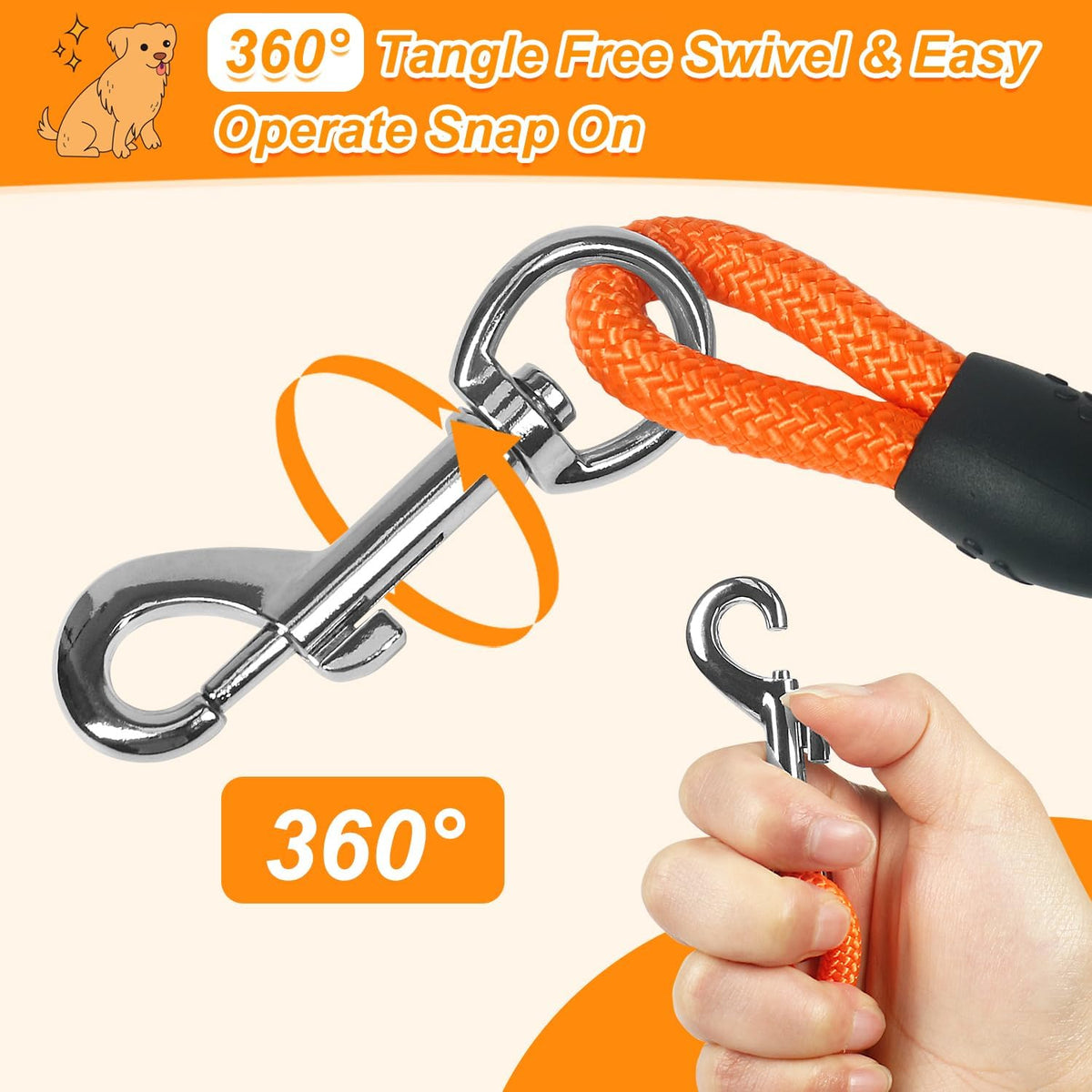 Vivifying Floating Long Dog Leash - 20ft / Orange - image 4