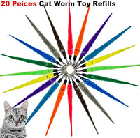 Cat Worm Toy Refills, 20 Pieces Cat Wand Attachments Worms Toy for Indoor Cats (A)