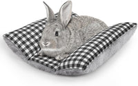 15"x14" Soft Plush Rabbit Bed Washable Cuddle Mat for Small Pets – Daily Care for Small Pets - Black/White Geometry / Medium