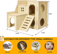 Uncle Yang Tiny Hamster Maze Wood House with Slide House – Essentials for Small Pets - image 2