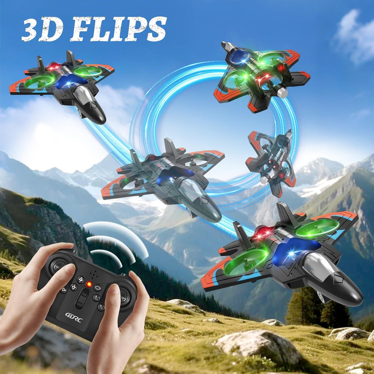 4DRC V32 Foam Remote Control Airplanes RC Planes for Kids Adults - Orange-3 Batteries - image 3