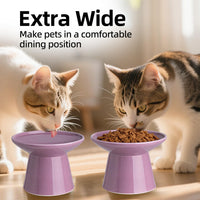 Ceramic Elevated Cat Food Bowls, 6.2" Wide - Dark Purple / 2 Pack - image 3