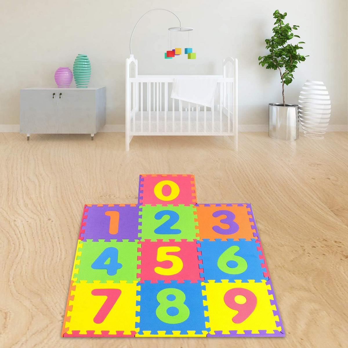 SAFEST Non Toxic Alphabet Puzzle Mat, ABC + Numbers 0 to 9 - 10 Tiles: Numbers - image 2