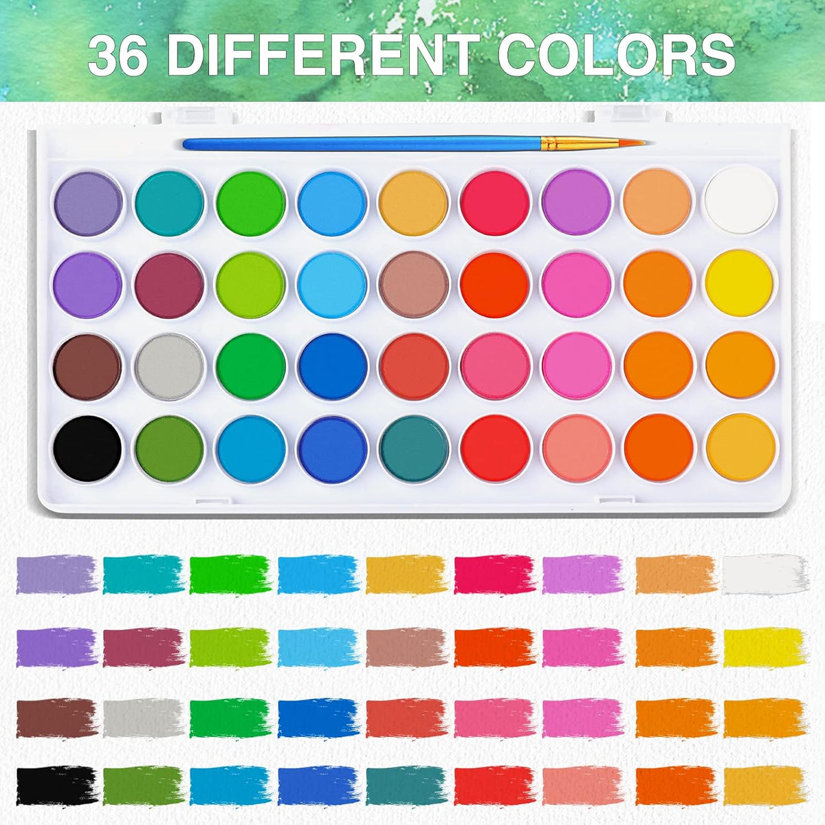AROIC Watercolor Paint Set - 36 Watercolors + 10 Brushes (65 Pieces) - image 3