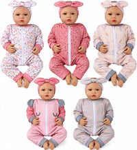 BABESIDE 5 Sets of Reborn Baby Doll Clothes, Headbands for 17 - Pink