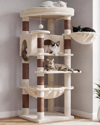 Heybly 53.1" Corner Cat Tree for Large Cats - Beige / 53 inch