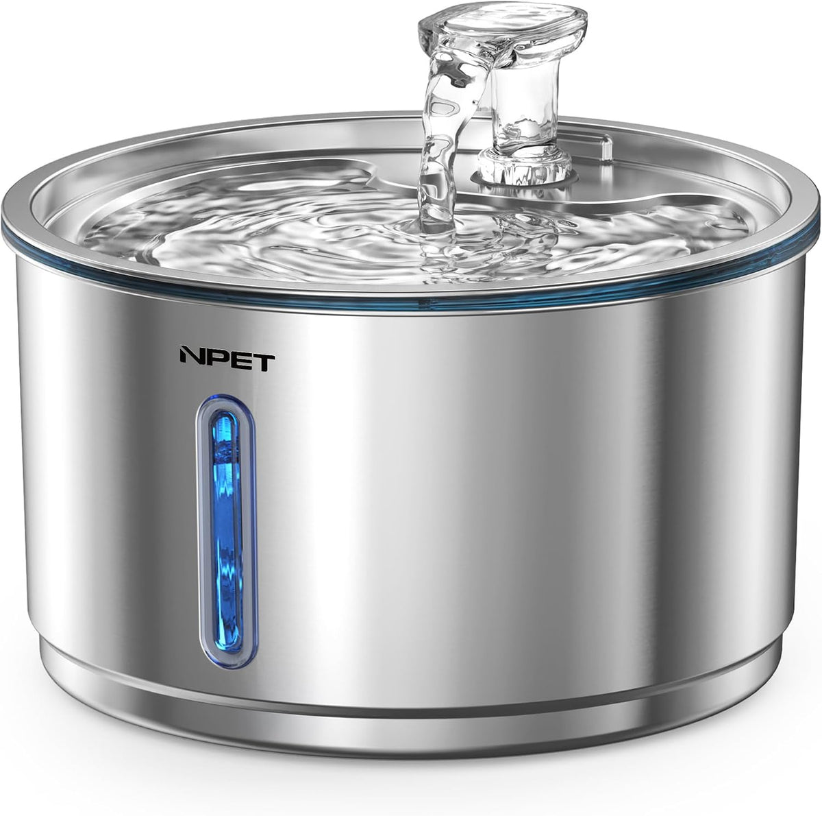 NPET Cat Water Fountain Stainless Steel 1Gal/135oz Automatic Pet - Fountain +1 Filter +1 Sponge