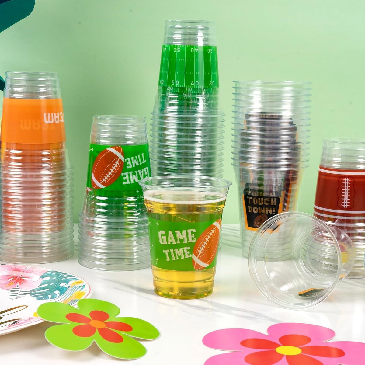 Race Car 2 Fast 2 Furious Birthday Party Decorations Cups for Boys - Green Football Cups / 50 - image 2