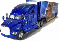 KiNSMART Kenworth T700 Container Truck, 1:68 Scale - Blue With Decals