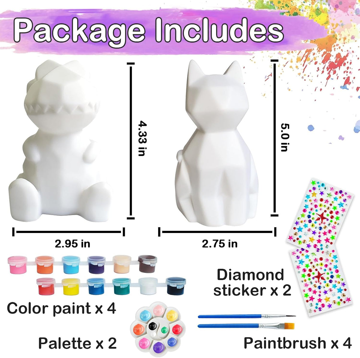 Goodyking Paint Your Own Cat Lamp Kit - Cat & Dinosaur 3pcs - image 2