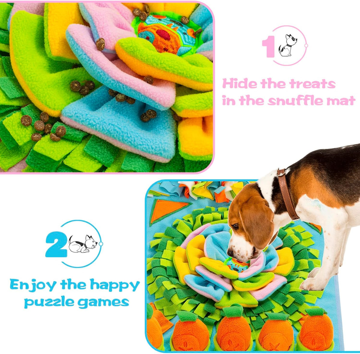 Pet Snuffle Mat for Dogs Sniff Mat Nosework Feeding Mat Slow Feeder - 31''x19''（blue） - image 2