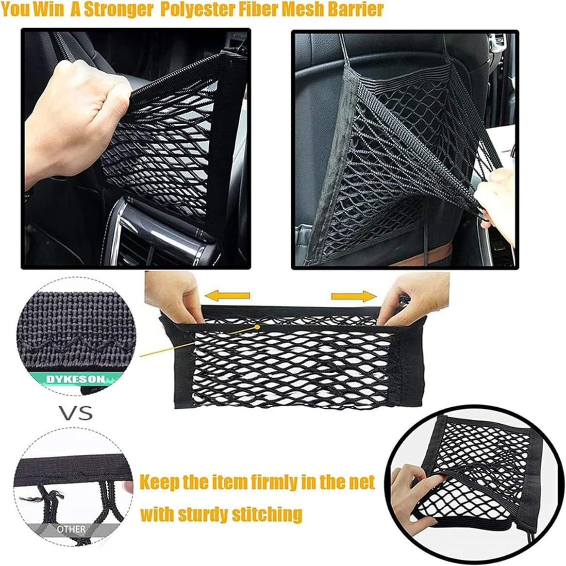DYKESON Dog Car Net Barrier Pet Barrier with Car Mesh Organizer - image 4