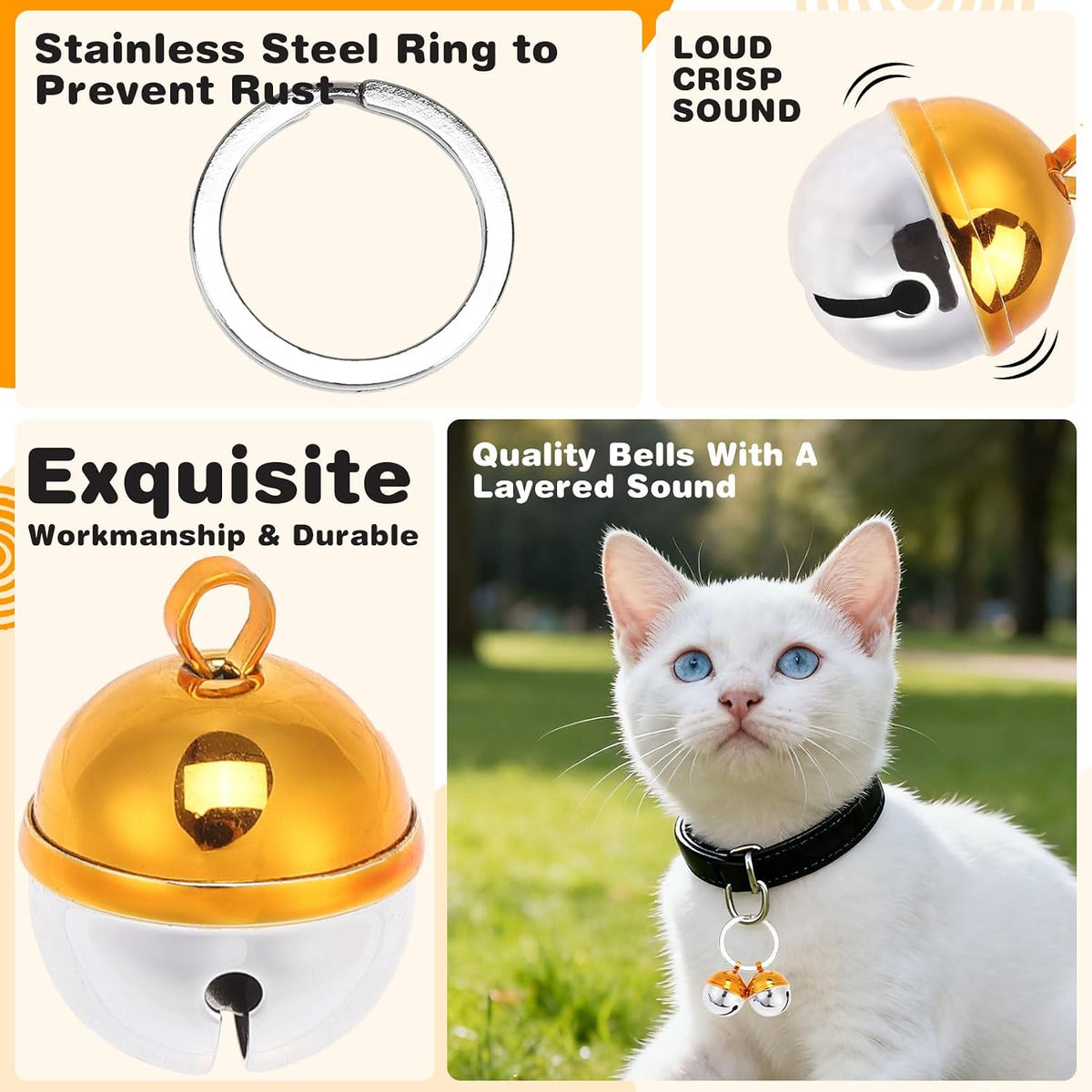 Cat Bell 2 Pack, Pet Collar Bells for Cats and Dogs - Gold & Silver (1 Pack) / Large - image 3