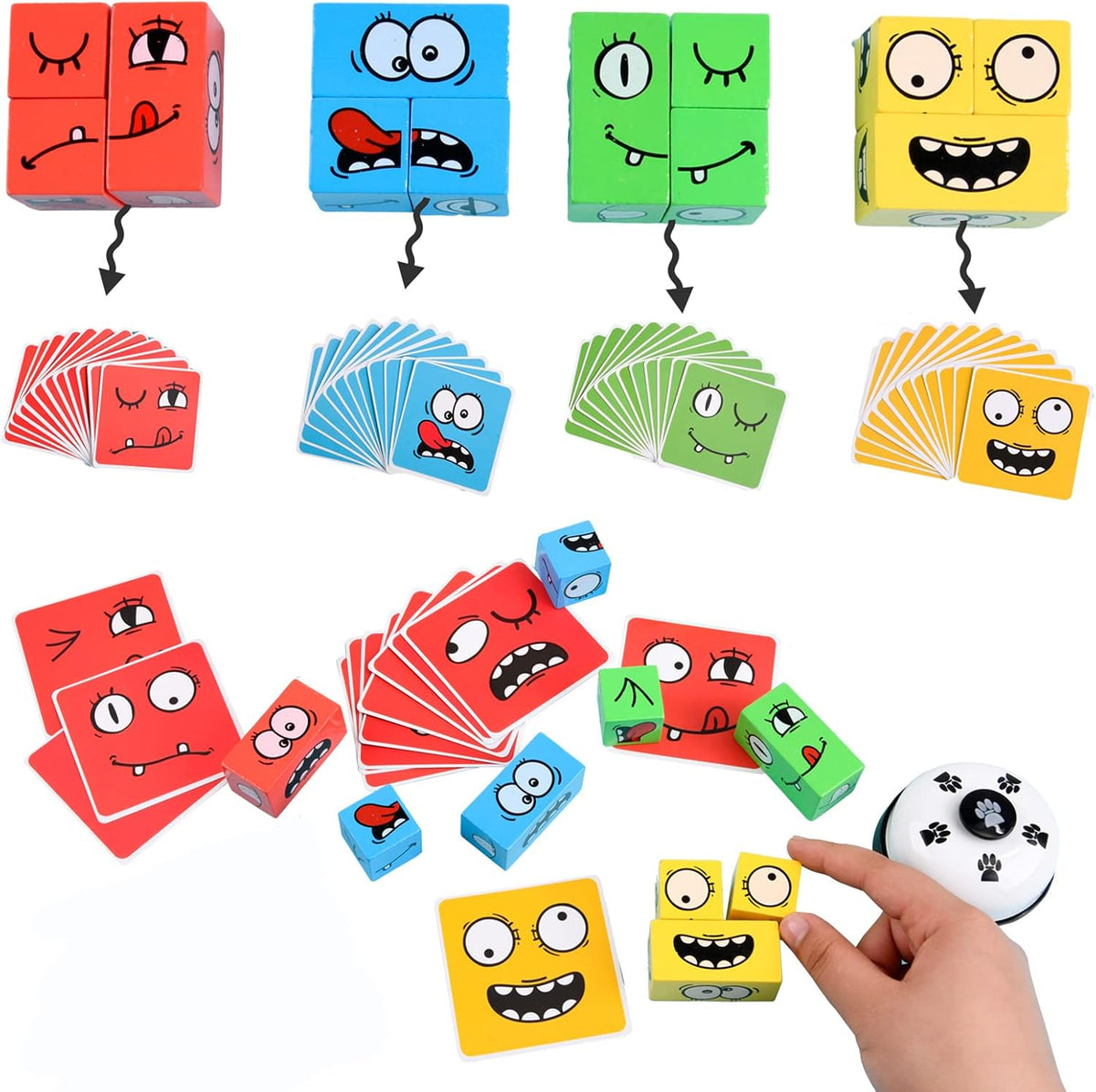 Wooden Face Changing Magic Cube Game with Bell - image 2
