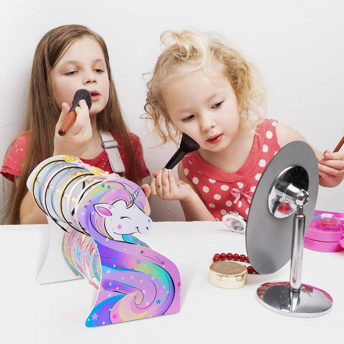 FIOBEE unicorn headband holder organizer for girls, double layer display stand in rainbow - view 6