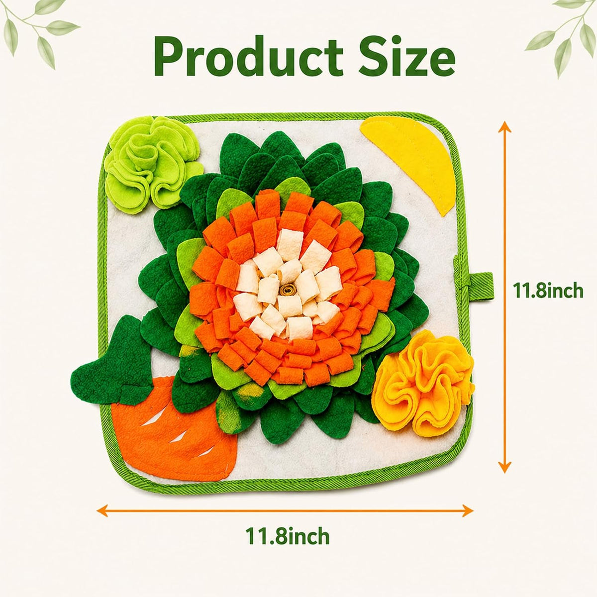 Rabbit Foraging Mat Interactive Bunny Snuffle Mat for Small Animals – Essentials for Small Pets - Orange and Green - image 2