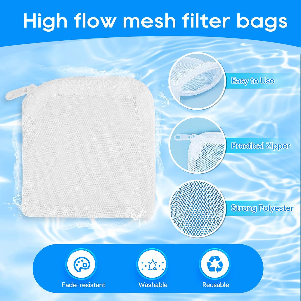 10pc Filter Media Bags for Aquarium - 3.93"x3.93" - 10pack / White - image 4