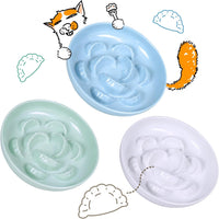 Slow Feeder Bowl for Cats and Small Dogs - 3 Pack - White+Blue+Green / 6.3''W x 1.5''H