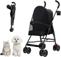 Cat Stroller Foldable Lightweight for Small Dogs Cats 0-15 lbs Pink – Essentials for Dogs - black