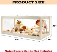 Prolee Hamster Habitat Chewproof, Mice and Rat Habitat with Transparent Sides, Hamster Cage with Openable Mesh Top, Solid Built with Lock Design (48" L x 20" W x 20" H)