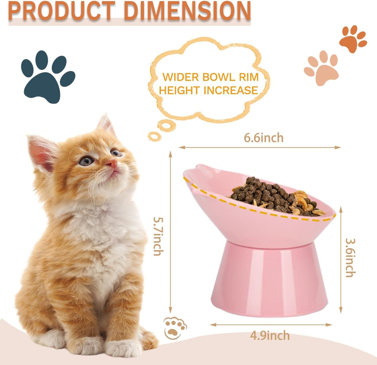 Detachable Elevated Cat Bowls - Pink - image 2