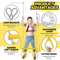 AOBOTE 16.5-inch trapeze swing bar with coated chains and snap hooks - view 6