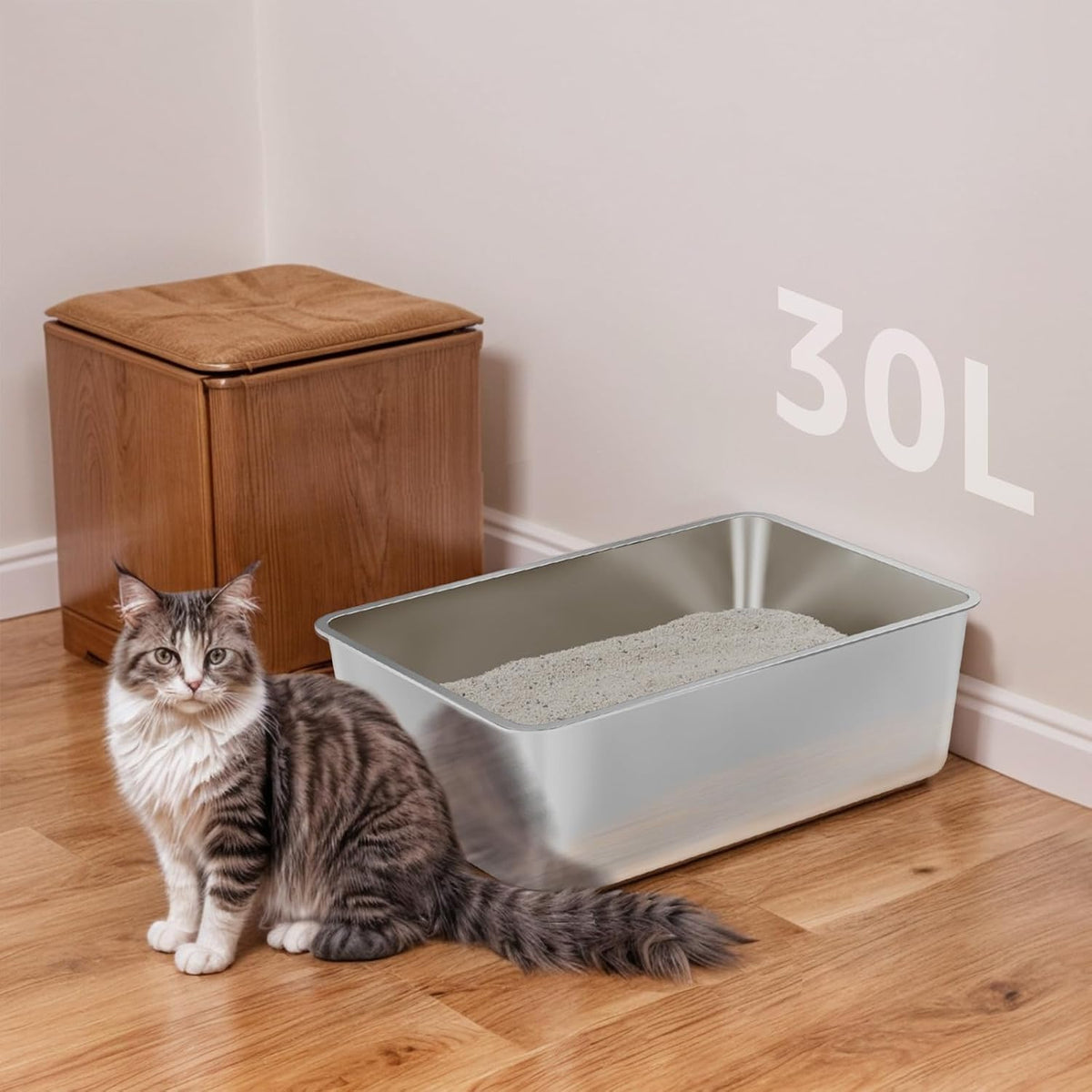 Stainless Steel Litter Box 2 Pack，Metal Litter Box - 2packs-XXL-8" H - image 3