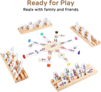 Mexican Train Dominoes Set with Numbers and 4 Wooden Trays/Racks - D12 Numbers 4 Players - image 2