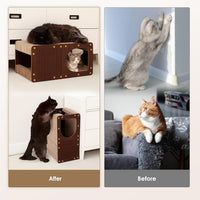 EHEYCIGA Cardboard Cat Scratcher House - 23x13x11.4inch / Dark Brown - image 2