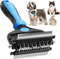 3-in-1 Professional Pet Grooming Brush for Dogs & Cats - Blue