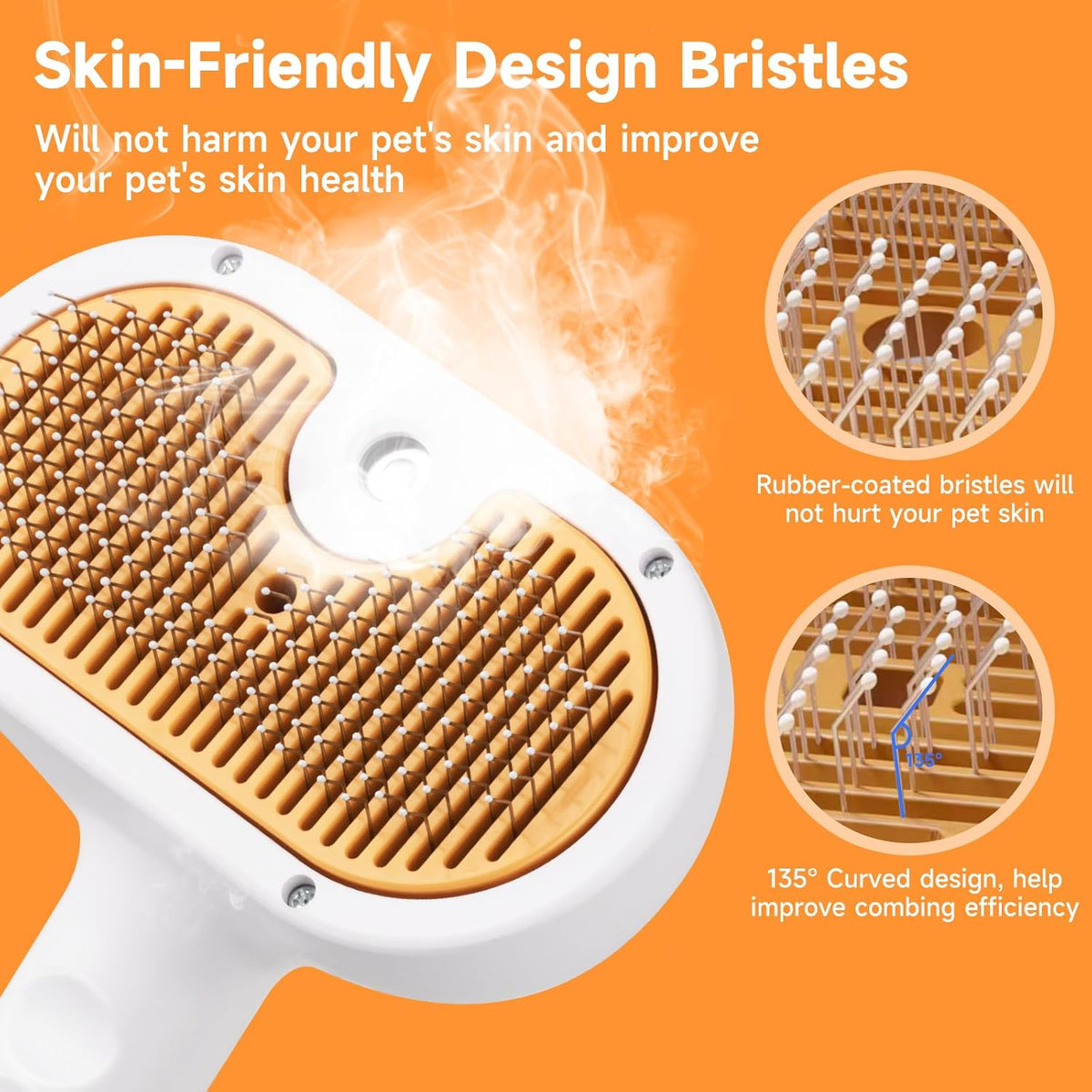 Pet Steam Brush for Dog & Cat Includes Waterless 2*Shampoo – Essentials for Cats - 7.8"-240ML - image 4