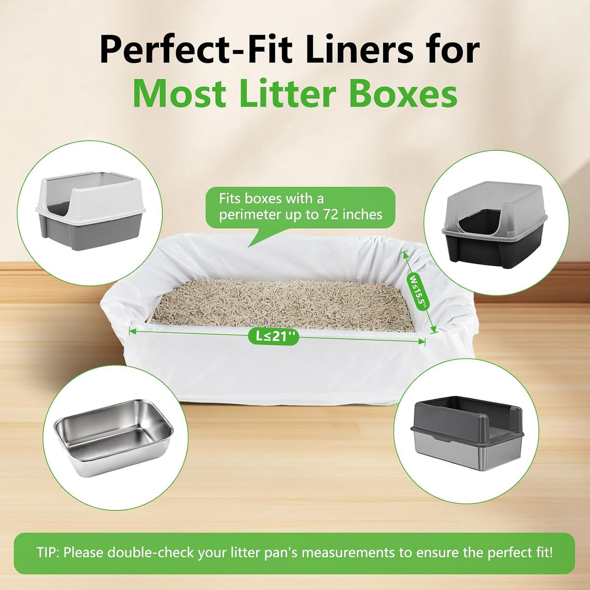 40 Count Cat litter Box Liners - 40 Count (Pack of 1) / 36" x 16" - image 2