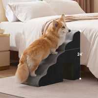 Dog Ramp for Large Dogs with Tunnel, 24" H 5 Steps for High Bed – Essentials for Dogs - 5-Steps Curved / Black Fleece - image 2