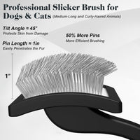 2PCS Slicker Brush for Dogs & Pet Comb - Black / Large - image 3