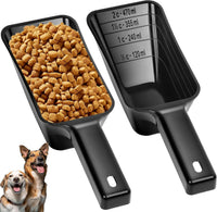 2 Cup Dog Food Scoop, Plastic Pet Food Scoop with Measuring Lines for Accurate Pet Food - Black