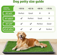 LOOBANI 45x29in Large Dog Litter Box with 2 Artificial Grass Patch + 2 Washable Pee Pads, Quickly Absorbency Portable Patio Potty for Balcony Apartment Use