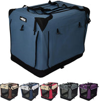 EliteField 4-Door Folding Soft Dog Crate with Curtains – Essentials for Dogs - Blue Gray / 36.0"L x 24.0"W x 28.0"H