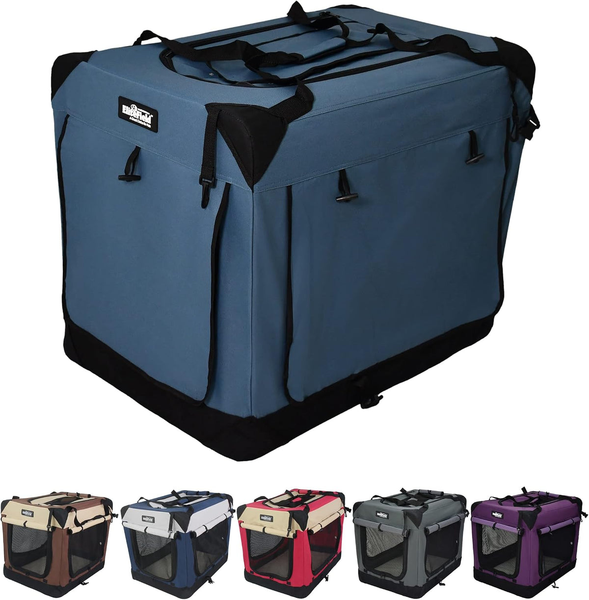 EliteField 4-door folding soft dog crate with curtains, 42 inch