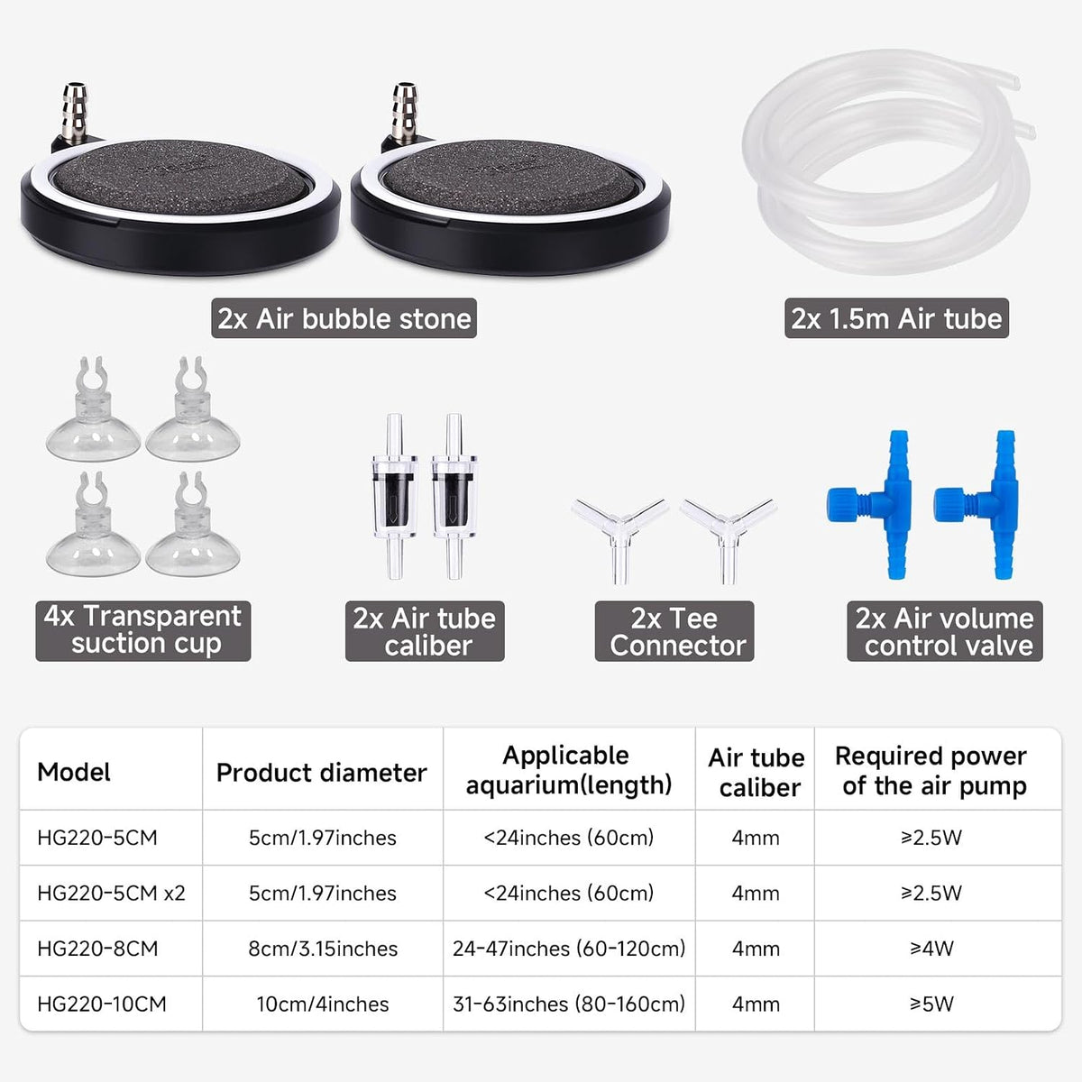 hygger Air Stone for Aquarium: Quiet High Dissolved Oxygen Diffuser - 5CM-2Packs - image 2