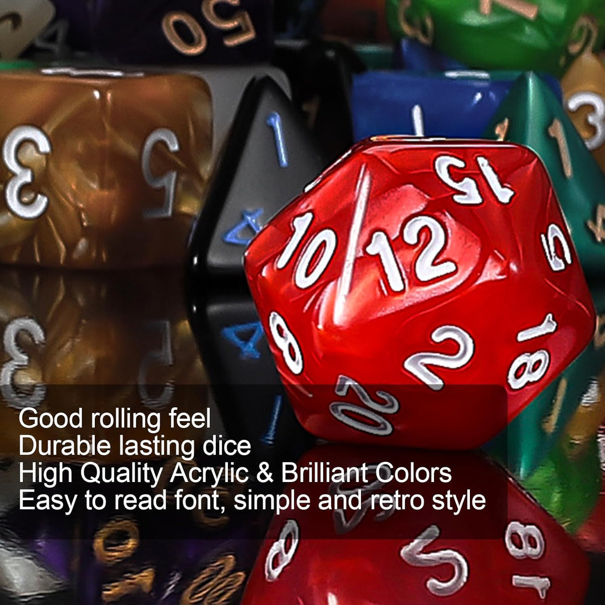QMay 7 Sets Polyhedral Dice - 20 Colors (140pcs) - image 4