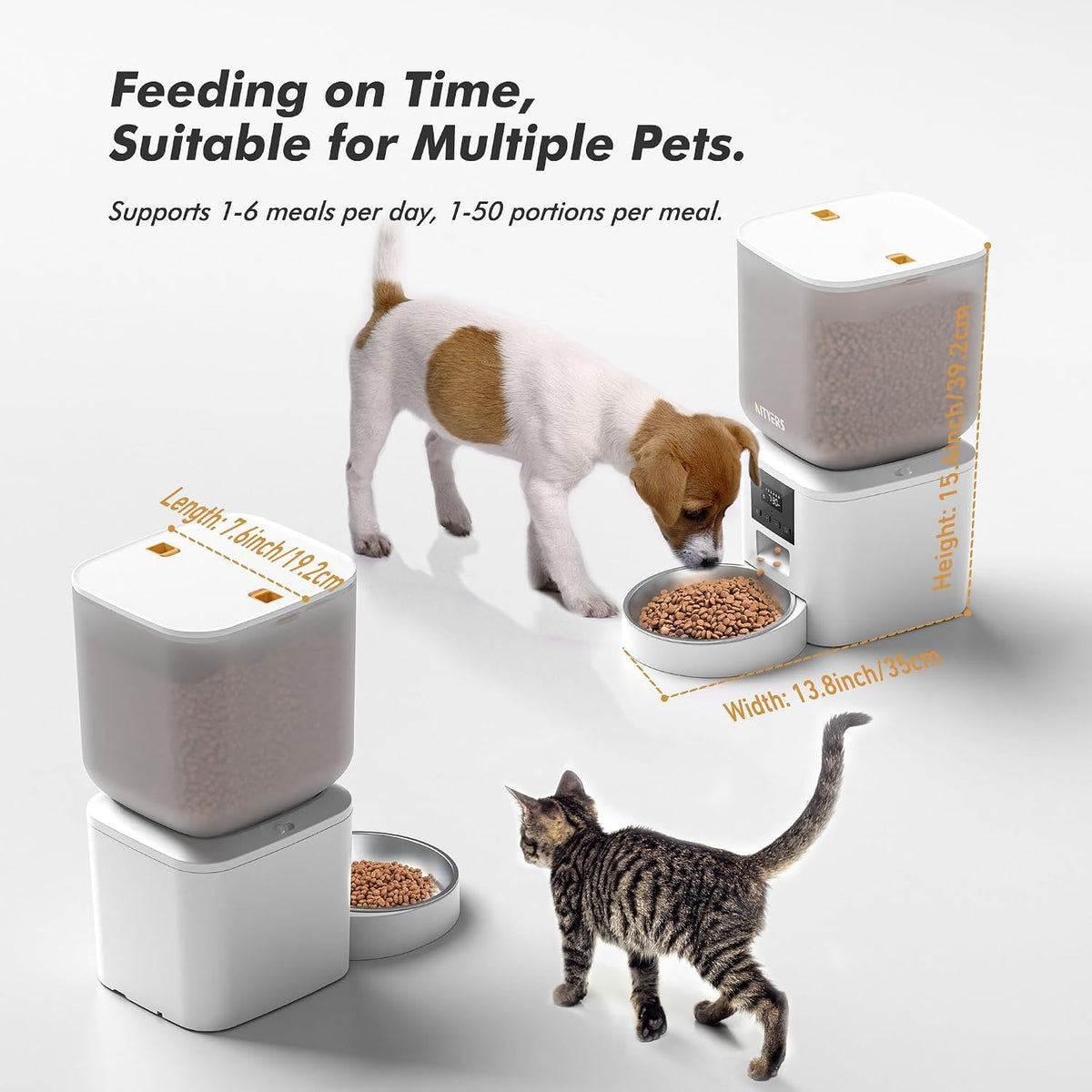 Automatic Cat Feeder for 2 Cats, Timed Cat Food Dispenser - Pure White / Standard-One Bowl - image 3