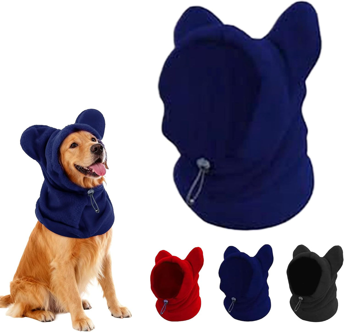 Dog Snood Winter Hood with Ear Protection - Blue / Large