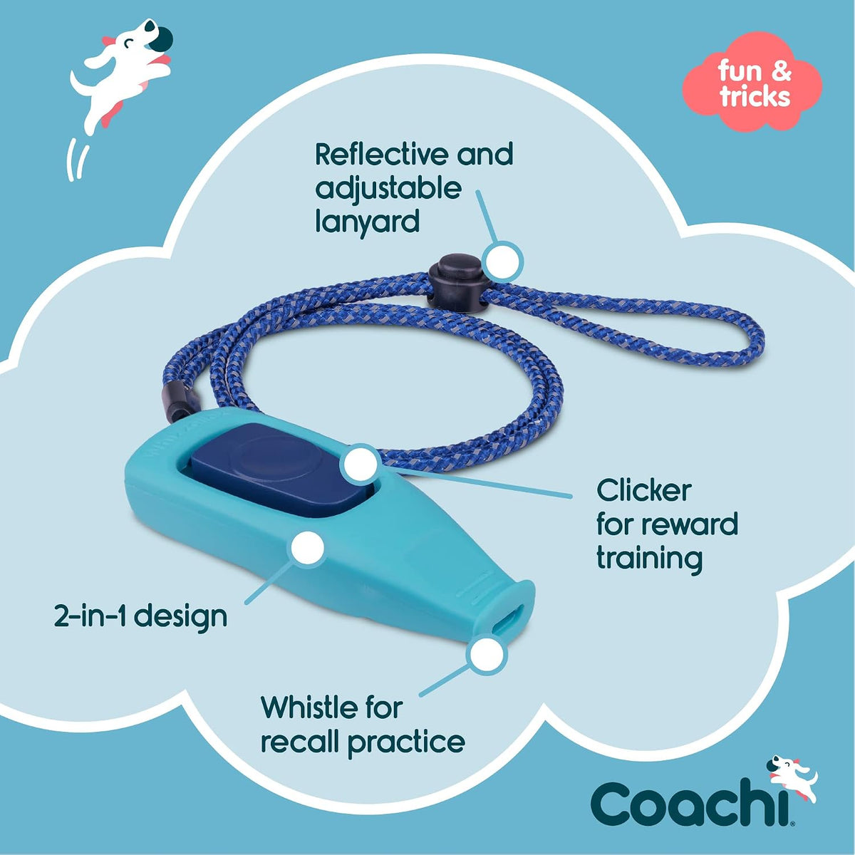 Company of Animals Coachi Whizzclick, Light Blue/Navy Button - Light Blue - image 3
